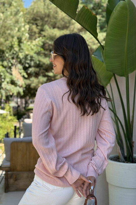 ROUND NECK LIGHT WOMEN SWEATER POWDER/PUDER - 4