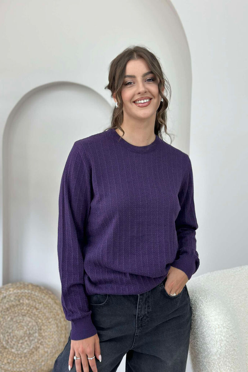 ROUND NECK LIGHT WOMEN SWEATER PURPLE/LEJLA - 1