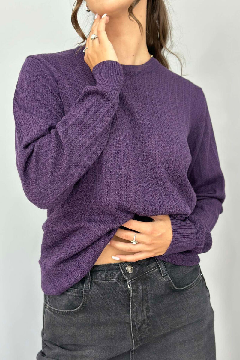 ROUND NECK LIGHT WOMEN SWEATER PURPLE/LEJLA - 5