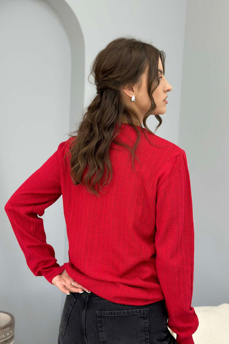 ROUND NECK LIGHT WOMEN SWEATER RED/E KUQE - 3