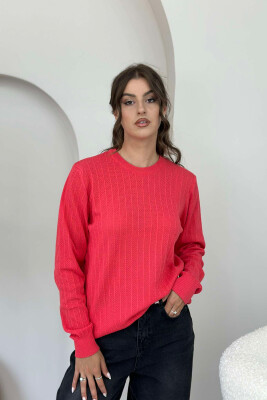 ROUND NECK LIGHT WOMEN SWEATER SALMON/SALMON 