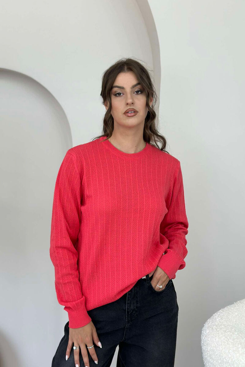 ROUND NECK LIGHT WOMEN SWEATER SALMON/SALMON - 1