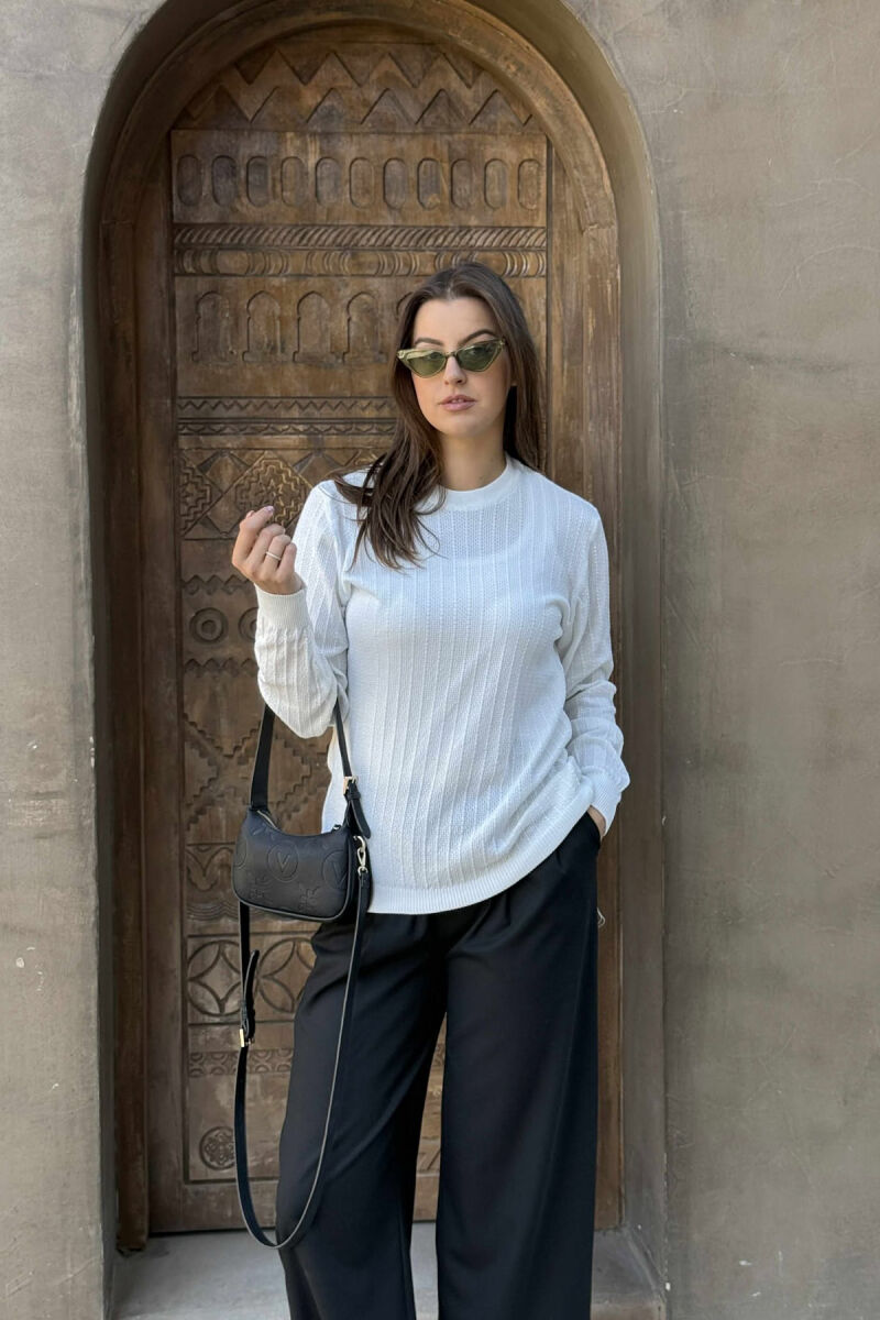 ROUND NECK LIGHT WOMEN SWEATER WHITE-E BARDHE - 1