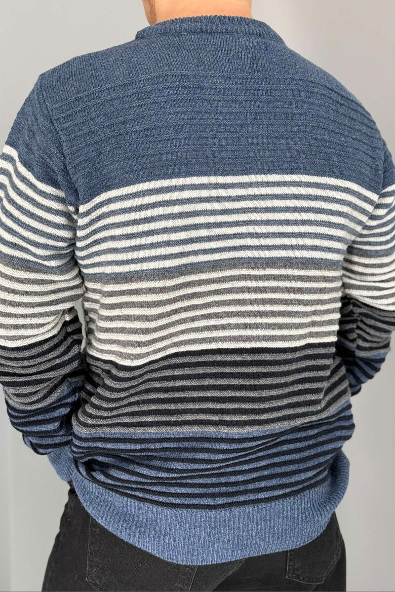 ROUND NECK LINES MEN SWEATER BLUE/BLU - 3