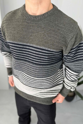 ROUND NECK LINES MEN SWEATER GREEN/JESHILE 