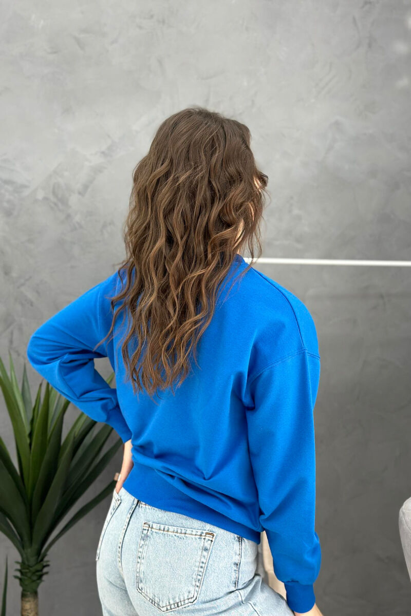 ROUND NECK LONG SLEEVE COTTON WOMAN SWEATSHIRT BLUE/BLU - 2