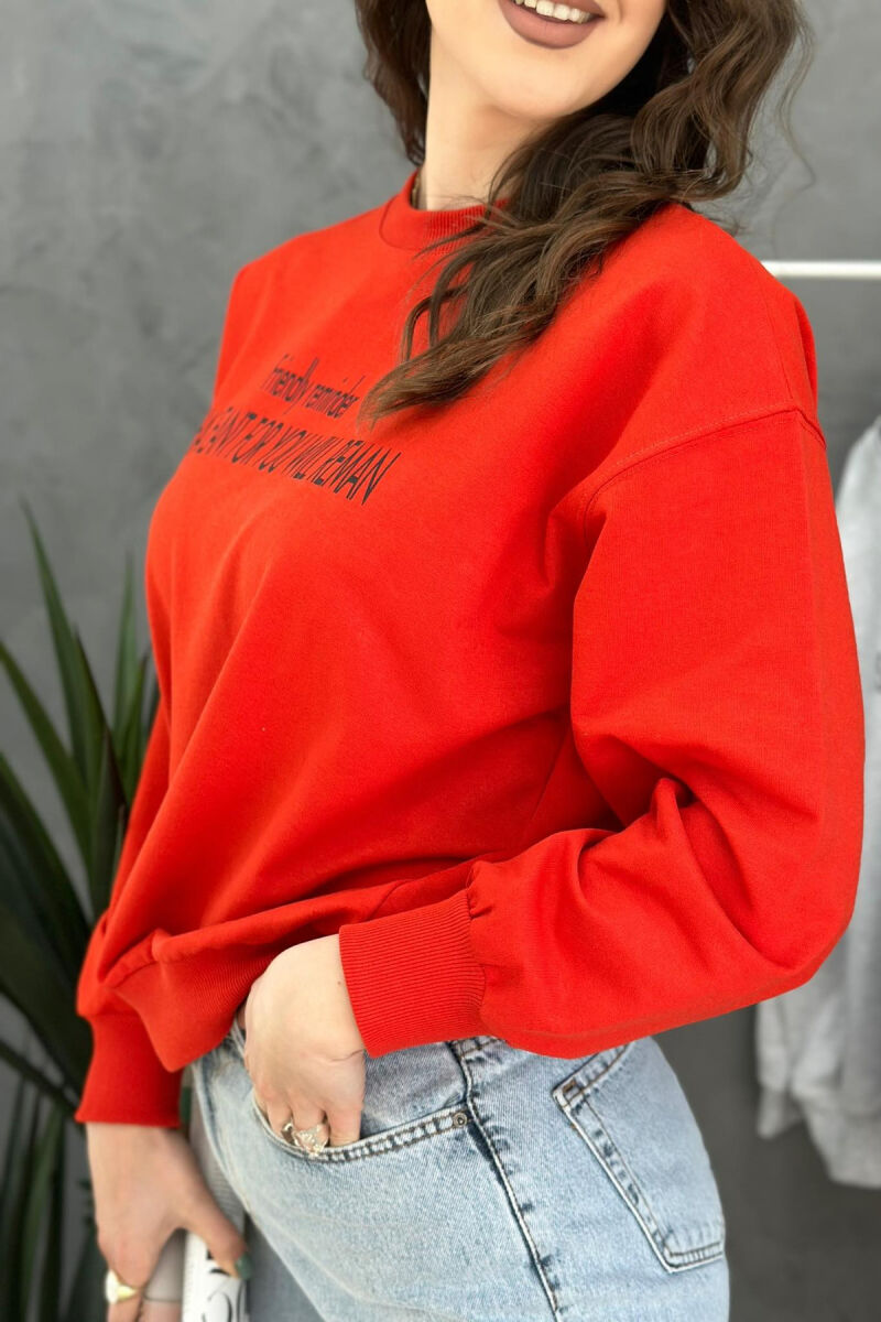 ROUND NECK LONG SLEEVE COTTON WOMAN SWEATSHIRT ORANGE/PORTOKALLI - 4