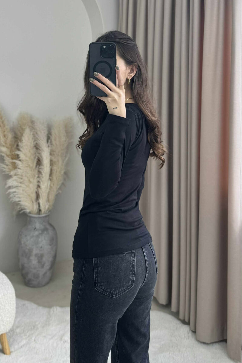 ROUND NECK LONG SLEEVE BLOUSE WOMAN BLACK/ E ZEZE - 2