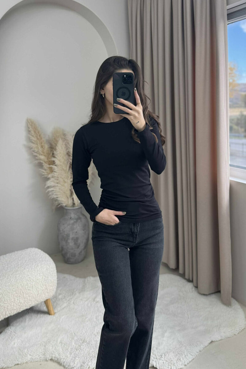 ROUND NECK LONG SLEEVE BLOUSE WOMAN BLACK/ E ZEZE - 3
