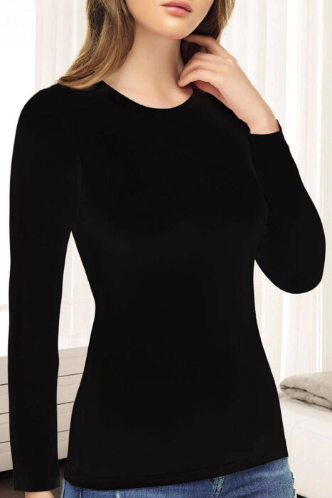 ROUND NECK LONG SLEEVE BLOUSE WOMAN BLACK/ E ZEZE - 4