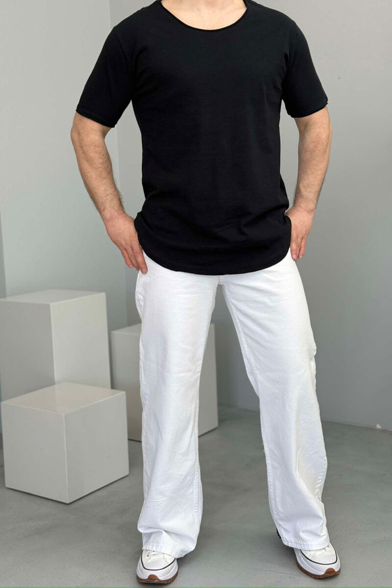 ROUND NECK ONE COLOR MEN T-SHIRT BLACK/ E ZEZE - 2