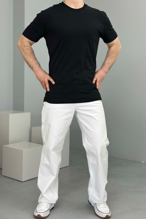 ROUND NECK ONE COLOR MEN T-SHIRT BLACK/ E ZEZE - 2