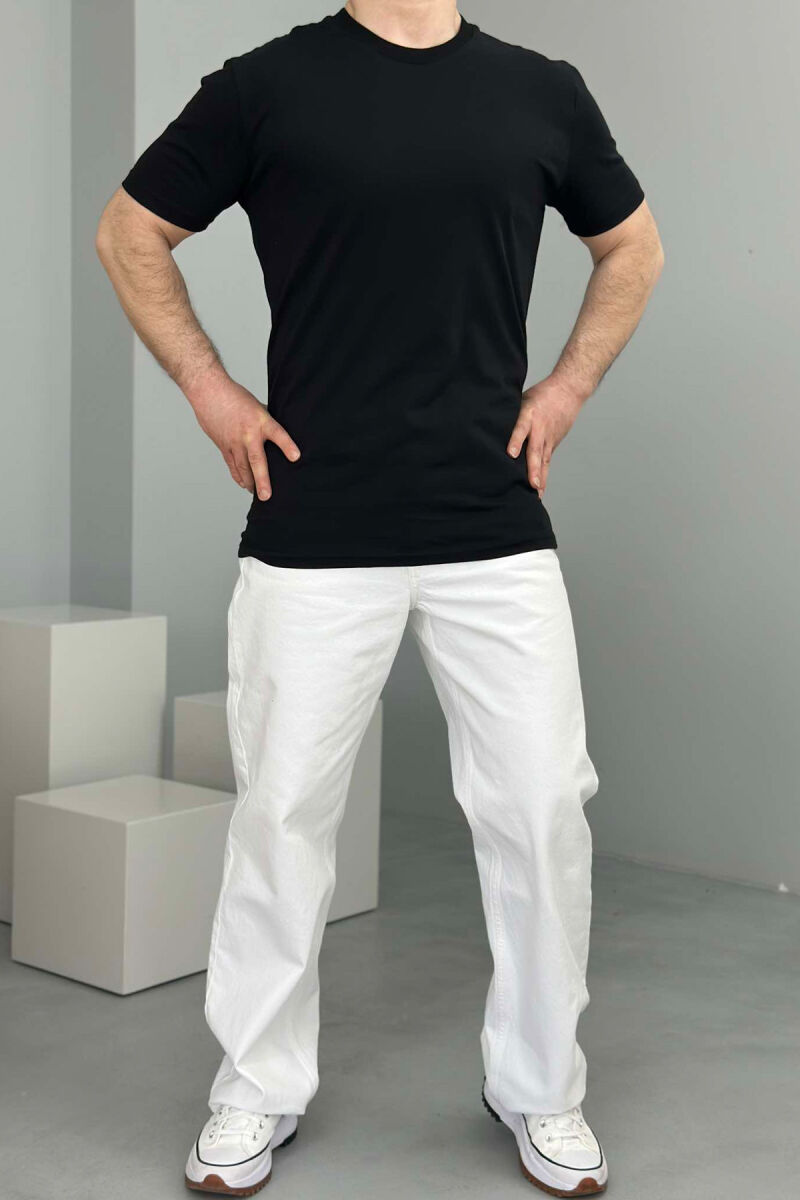 ROUND NECK ONE COLOR MEN T-SHIRT BLACK/ E ZEZE - 2