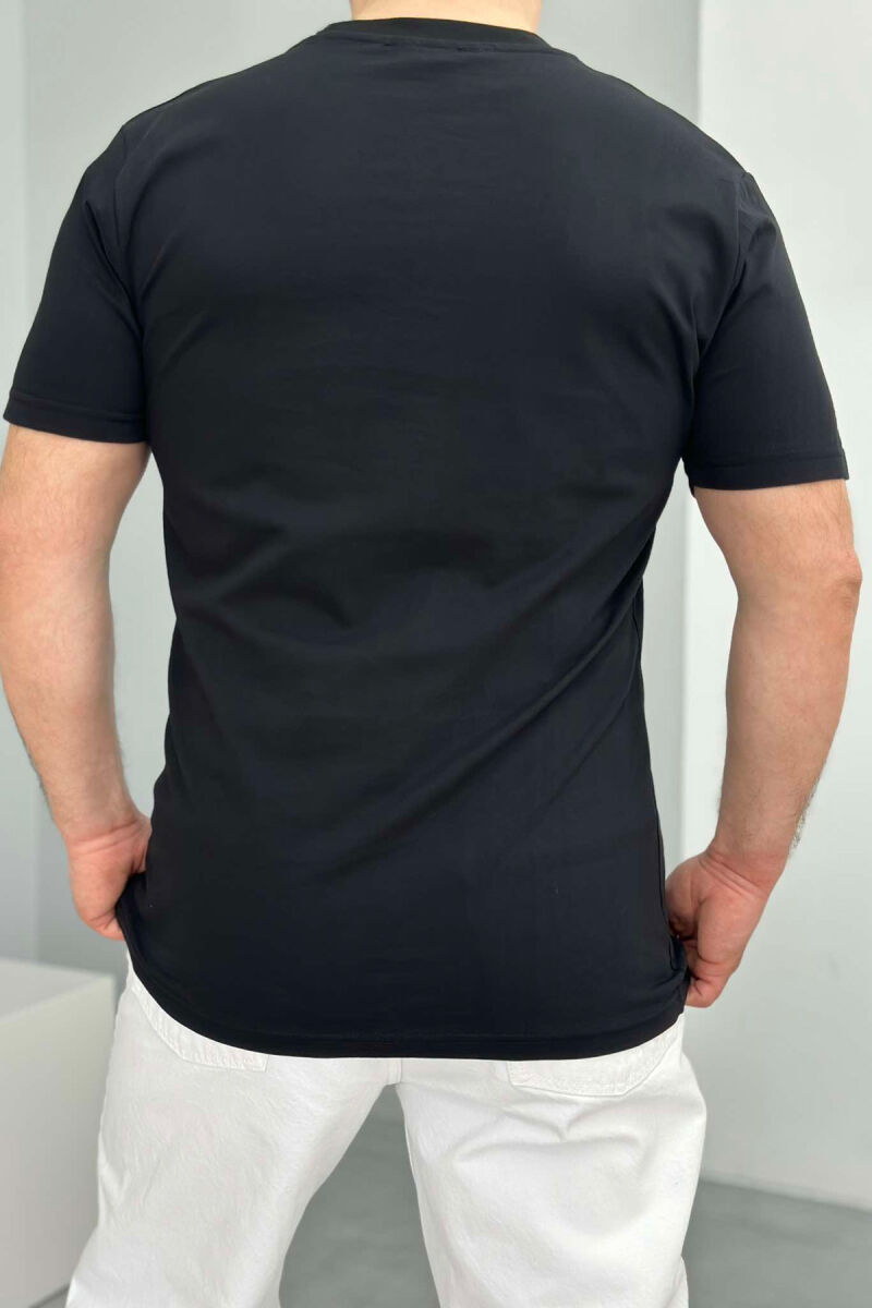 ROUND NECK ONE COLOR MEN T-SHIRT BLACK/ E ZEZE - 3