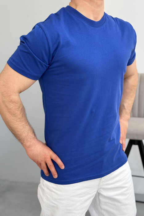 ROUND NECK ONE COLOR MEN T-SHIRT BLUE/BLU 