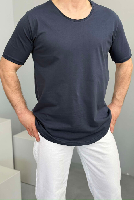ROUND NECK ONE COLOR MEN T-SHIRT BLUE/BLU 