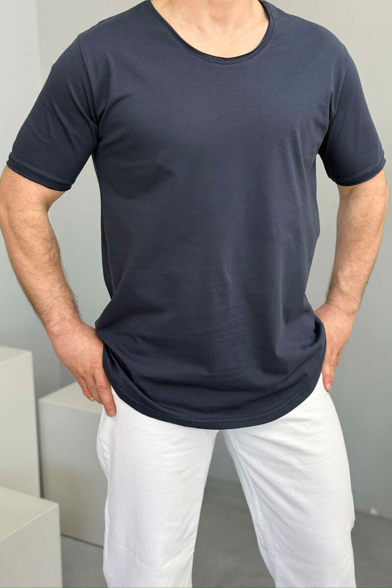 ROUND NECK ONE COLOR MEN T-SHIRT BLUE/BLU - 1