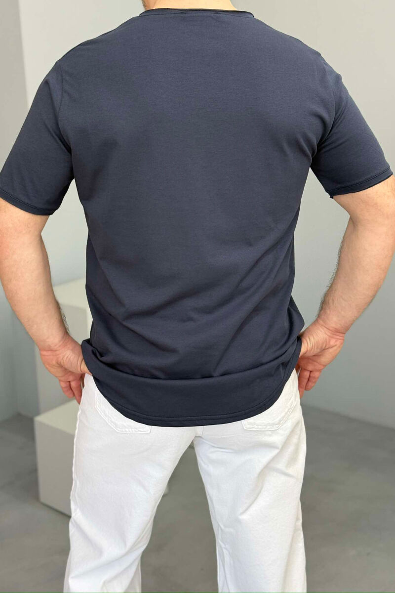 ROUND NECK ONE COLOR MEN T-SHIRT BLUE/BLU - 2