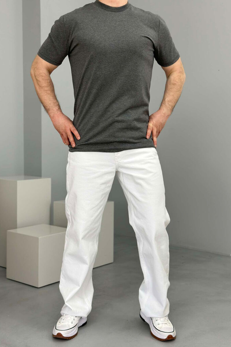 ROUND NECK ONE COLOR MEN T-SHIRT DARK GREY/GEE - 2