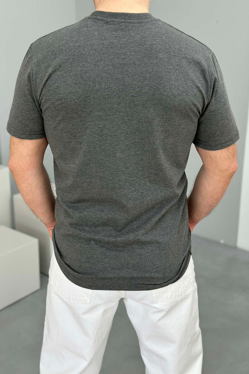 ROUND NECK ONE COLOR MEN T-SHIRT DARK GREY/GEE - 3