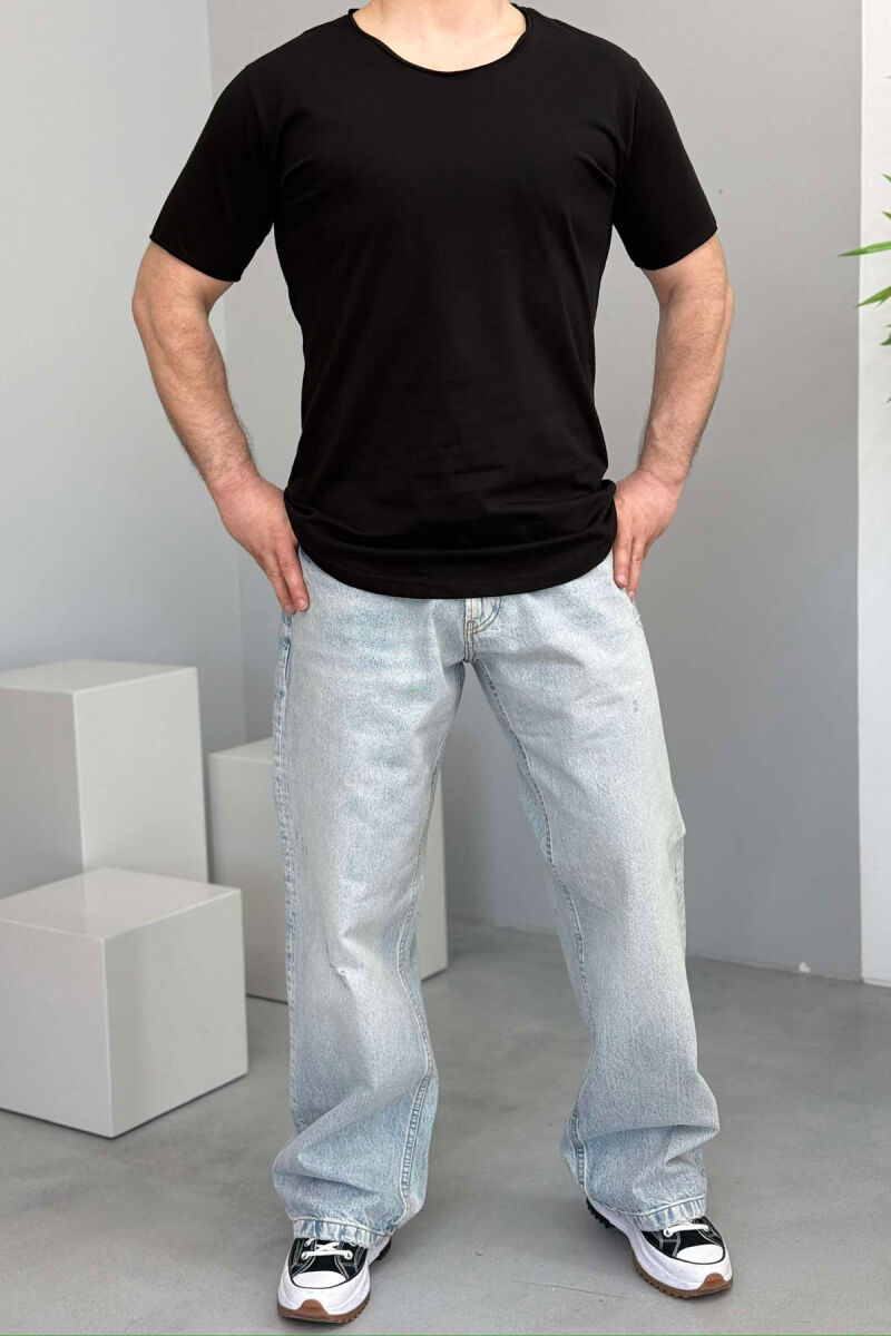 ROUND NECK ONE COLOR MEN T-SHIRT DARK GREY/GEE - 2