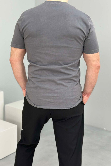 ROUND NECK ONE COLOR MEN T-SHIRT GREY/GRI - 3