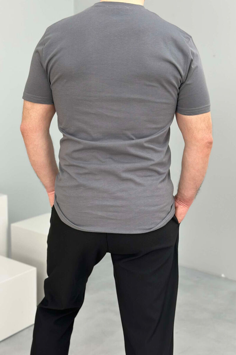 ROUND NECK ONE COLOR MEN T-SHIRT GREY/GRI - 3