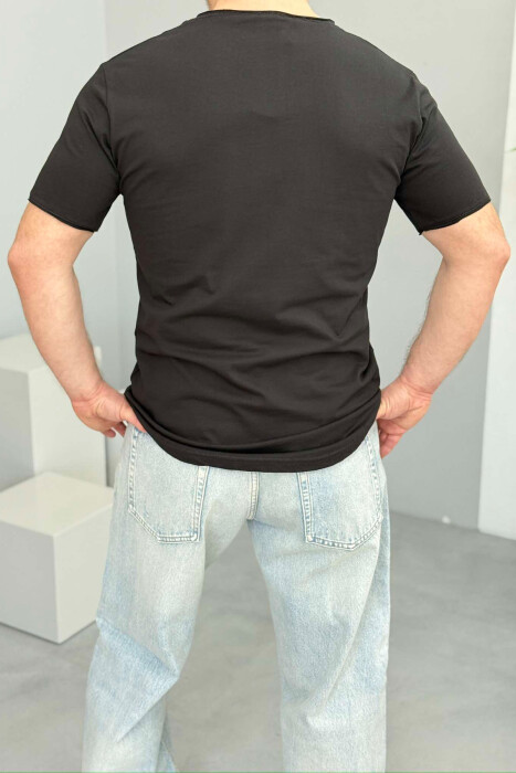 ROUND NECK ONE COLOR MEN T-SHIRT IRON GREY/GRI HEKURI - 3