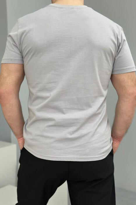 ROUND NECK ONE COLOR MEN T-SHIRT LIGHT GREY/GZ - 3