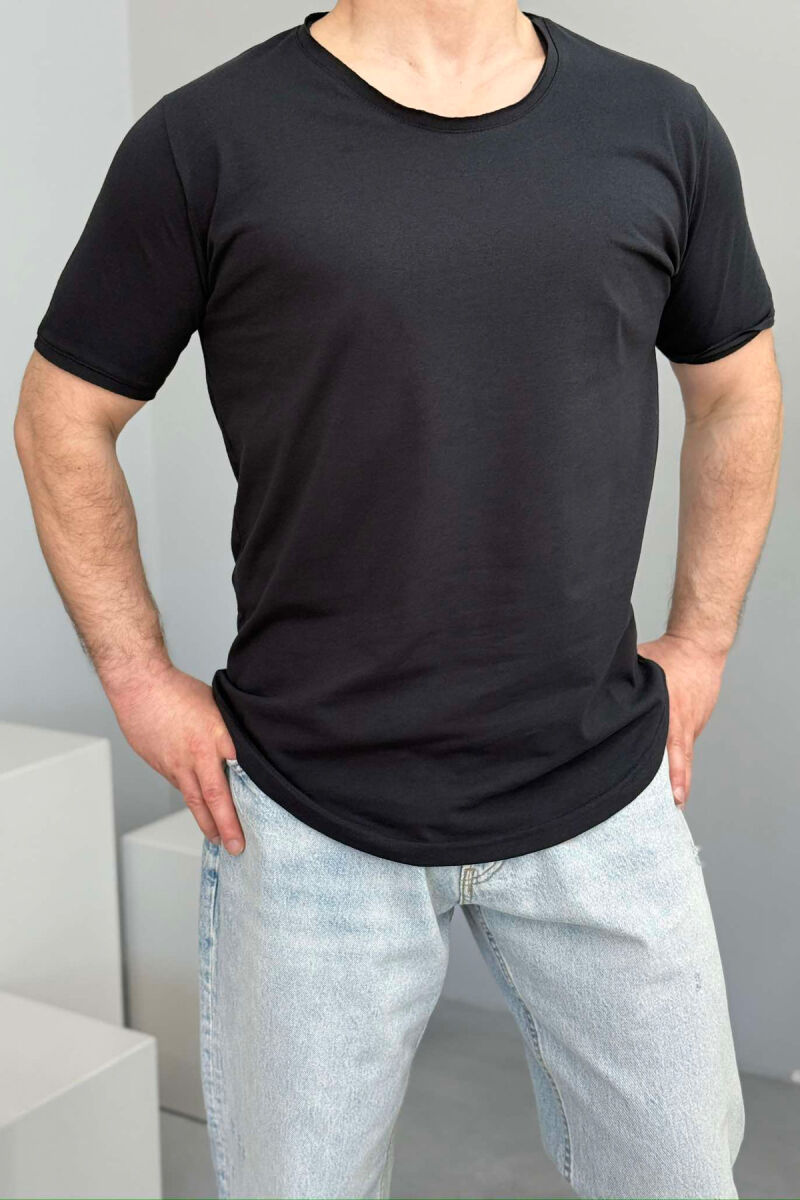 ROUND NECK ONE COLOR MEN T-SHIRT MIDNIGHT BLUE/BLU MESNATE - 1