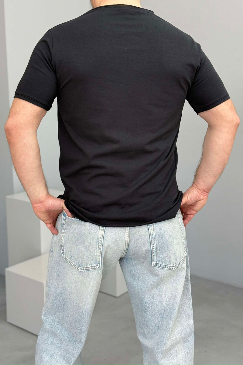 ROUND NECK ONE COLOR MEN T-SHIRT MIDNIGHT BLUE/BLU MESNATE - 3