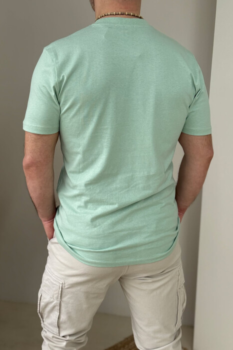 ROUND NECK ONE COLOR MEN T-SHIRT MINT/MENTE - 4