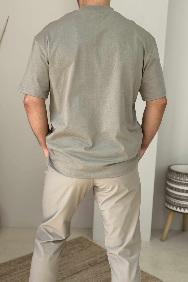 ROUND NECK ONE COLOR MEN T-SHIRT OLIVE/ULLI - 3