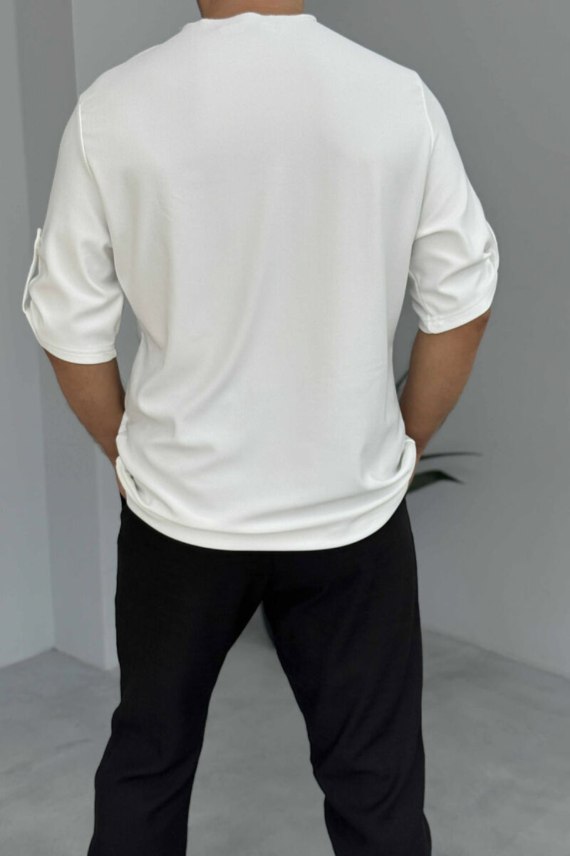 ROUND NECK ONE COLOR MEN T-SHIRT WHITE-E BARDHE - 2