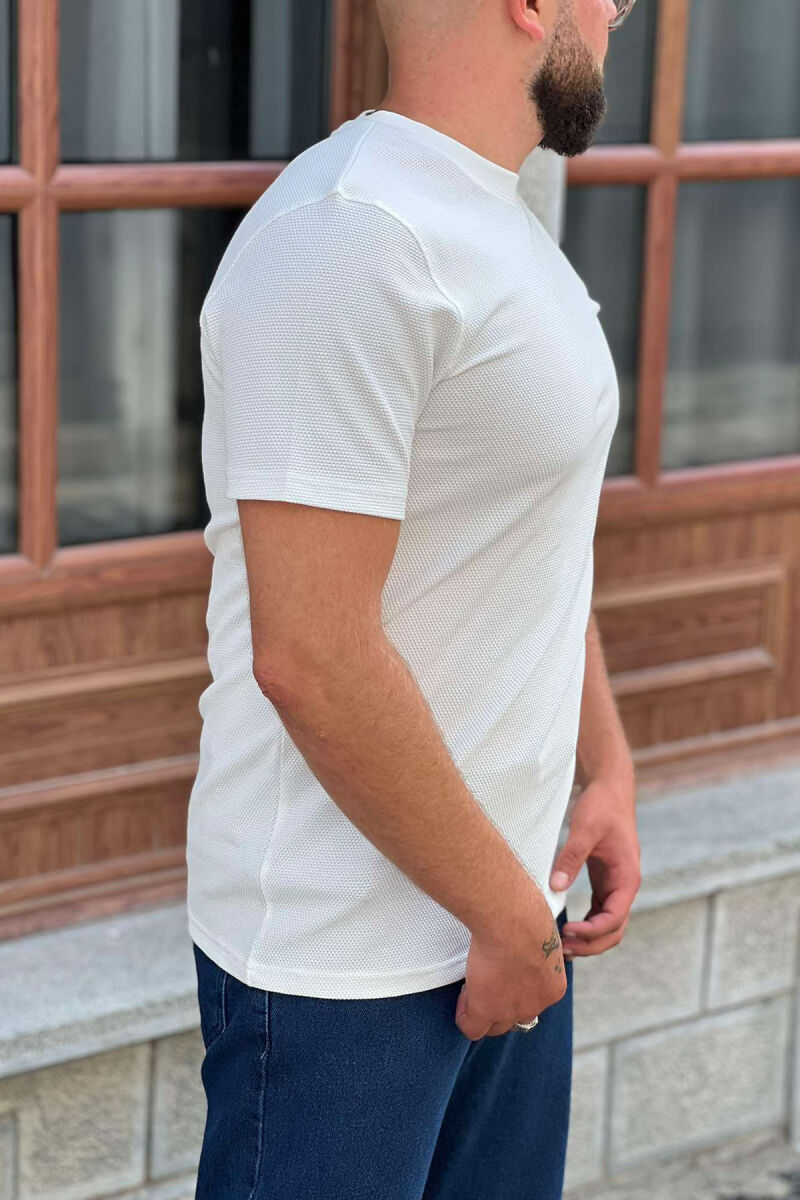 ROUND NECK ONE COLOR MEN T-SHIRT WHITE-E BARDHE - 2