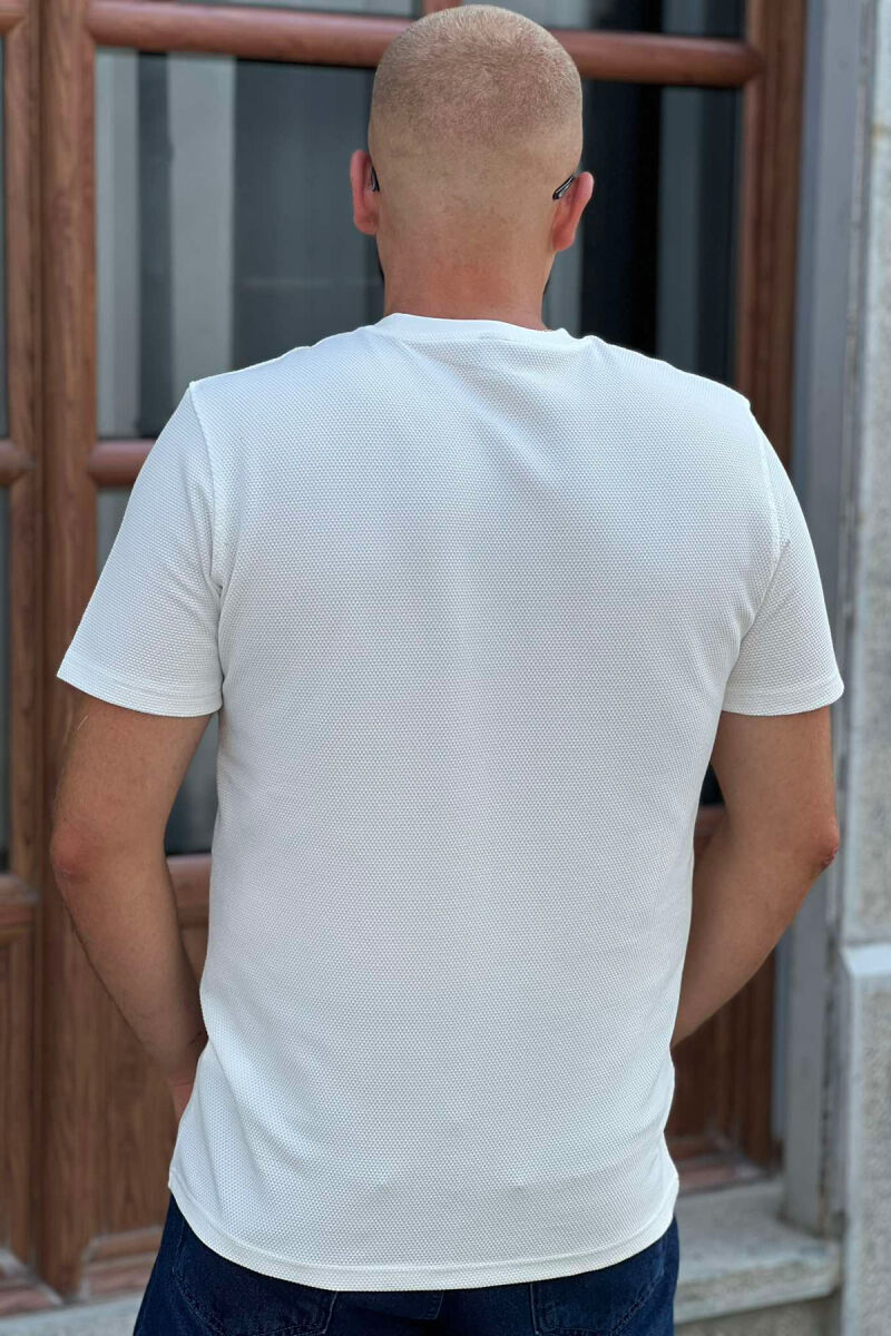 ROUND NECK ONE COLOR MEN T-SHIRT WHITE-E BARDHE - 3