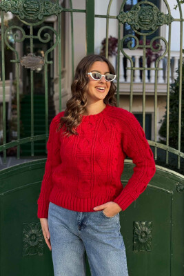 ROUND NECK ONE COLOR WOMAN SWEATER RED/E KUQE 