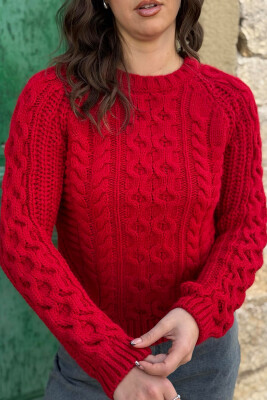 ROUND NECK ONE COLOR WOMAN SWEATER RED/E KUQE 