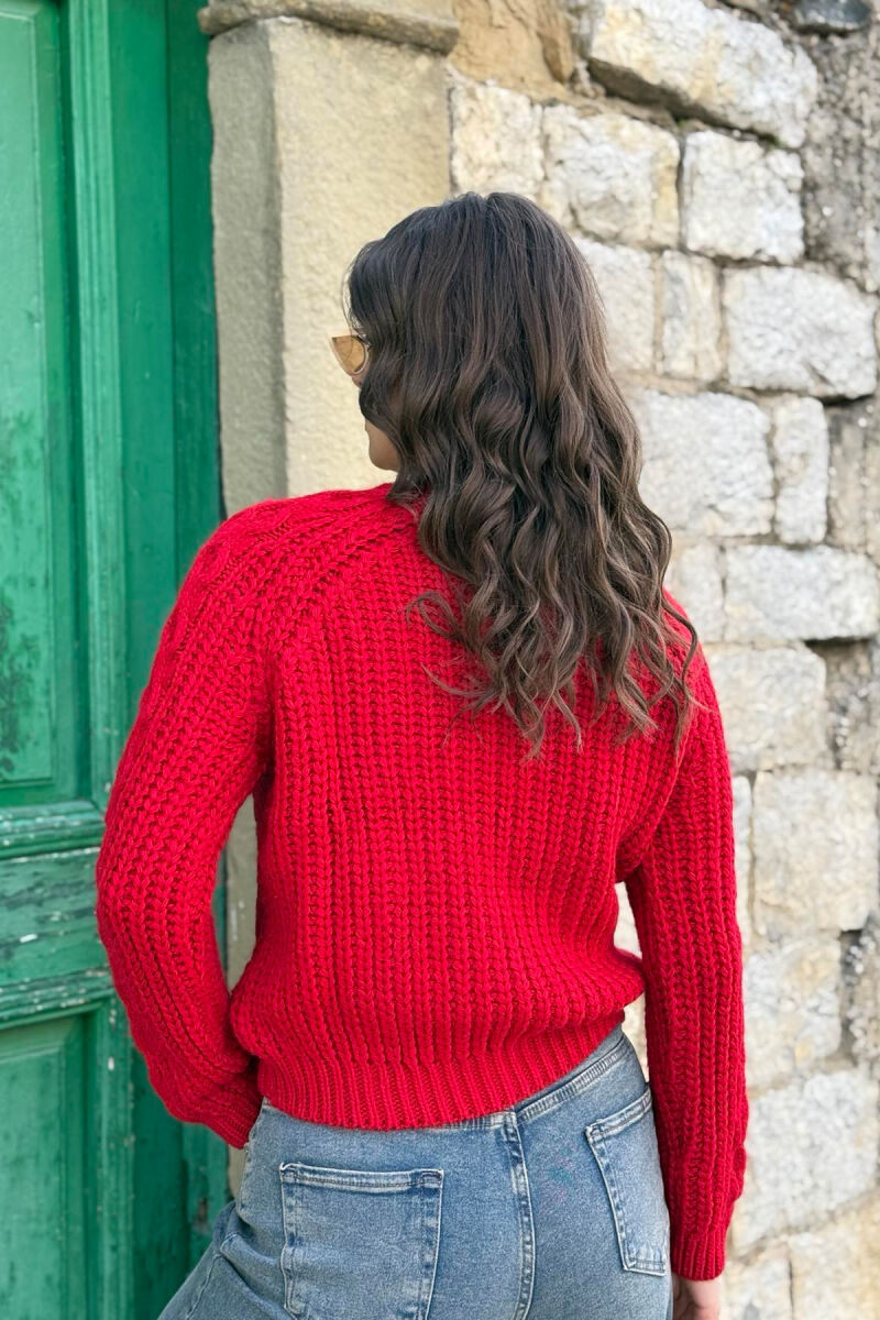 ROUND NECK ONE COLOR WOMAN SWEATER RED/E KUQE - 2