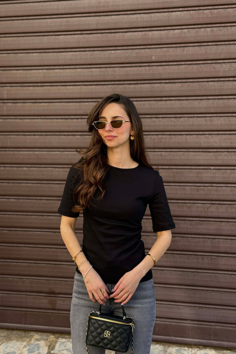 ROUND NECK ONE COLOR WOMAN T-SHIRT BLACK/ E ZEZE - 1