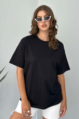 ROUND NECK ONE COLOR WOMAN T-SHIRT BLACK/ E ZEZE 