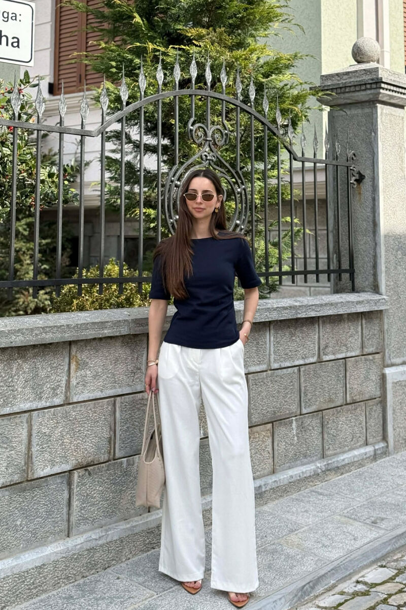 ROUND NECK ONE COLOR WOMAN T-SHIRT BLUE/BLU - 3