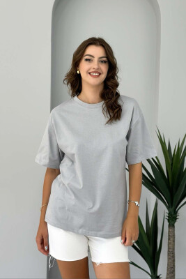 ROUND NECK ONE COLOR WOMAN T-SHIRT GREY/GRI 