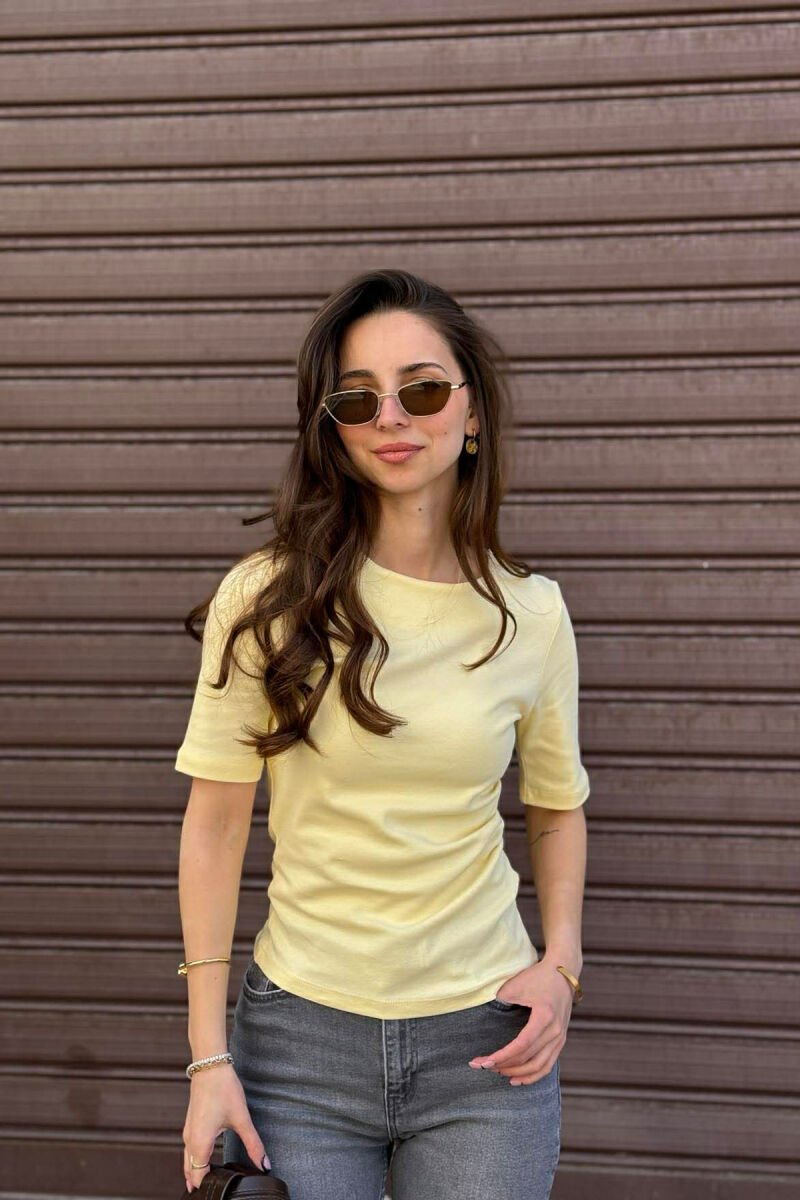 ROUND NECK ONE COLOR WOMAN T-SHIRT LEMON/ LIMON - 1