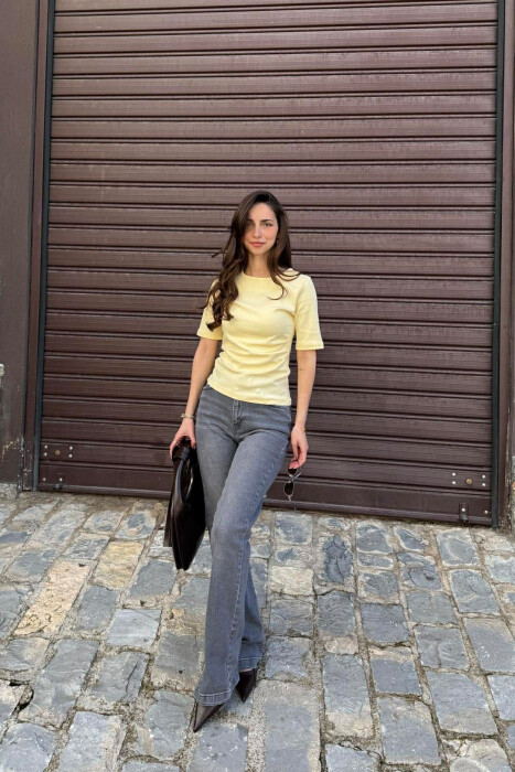 ROUND NECK ONE COLOR WOMAN T-SHIRT LEMON/ LIMON - 2