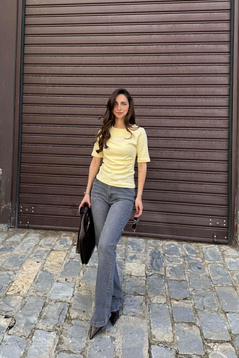 ROUND NECK ONE COLOR WOMAN T-SHIRT LEMON/ LIMON - 2