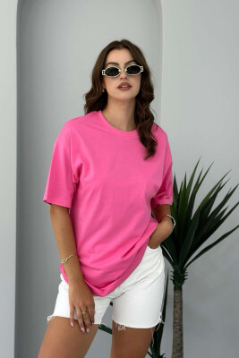 ROUND NECK ONE COLOR WOMAN T-SHIRT PINK/ROZE 