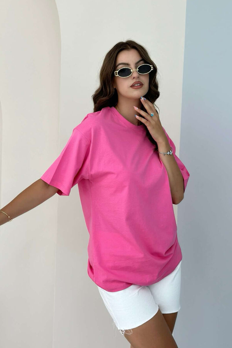 ROUND NECK ONE COLOR WOMAN T-SHIRT PINK/ROZE - 2