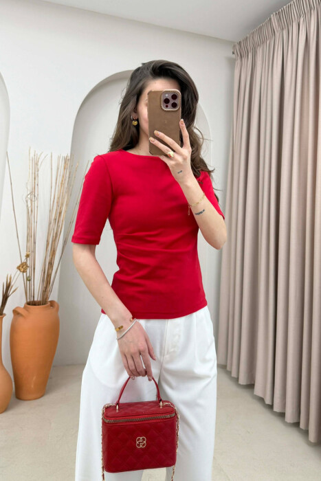 ROUND NECK ONE COLOR WOMAN T-SHIRT RED/E KUQE - 