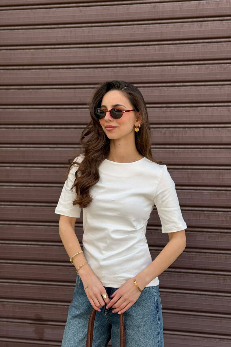 ROUND NECK ONE COLOR WOMAN T-SHIRT WHITE-E BARDHE - 1
